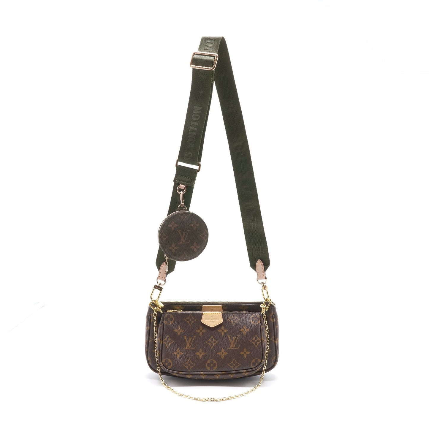 Louis Vuitton Multi Pochette Monogram ACCESSORIES WITH KHAKI STRAP