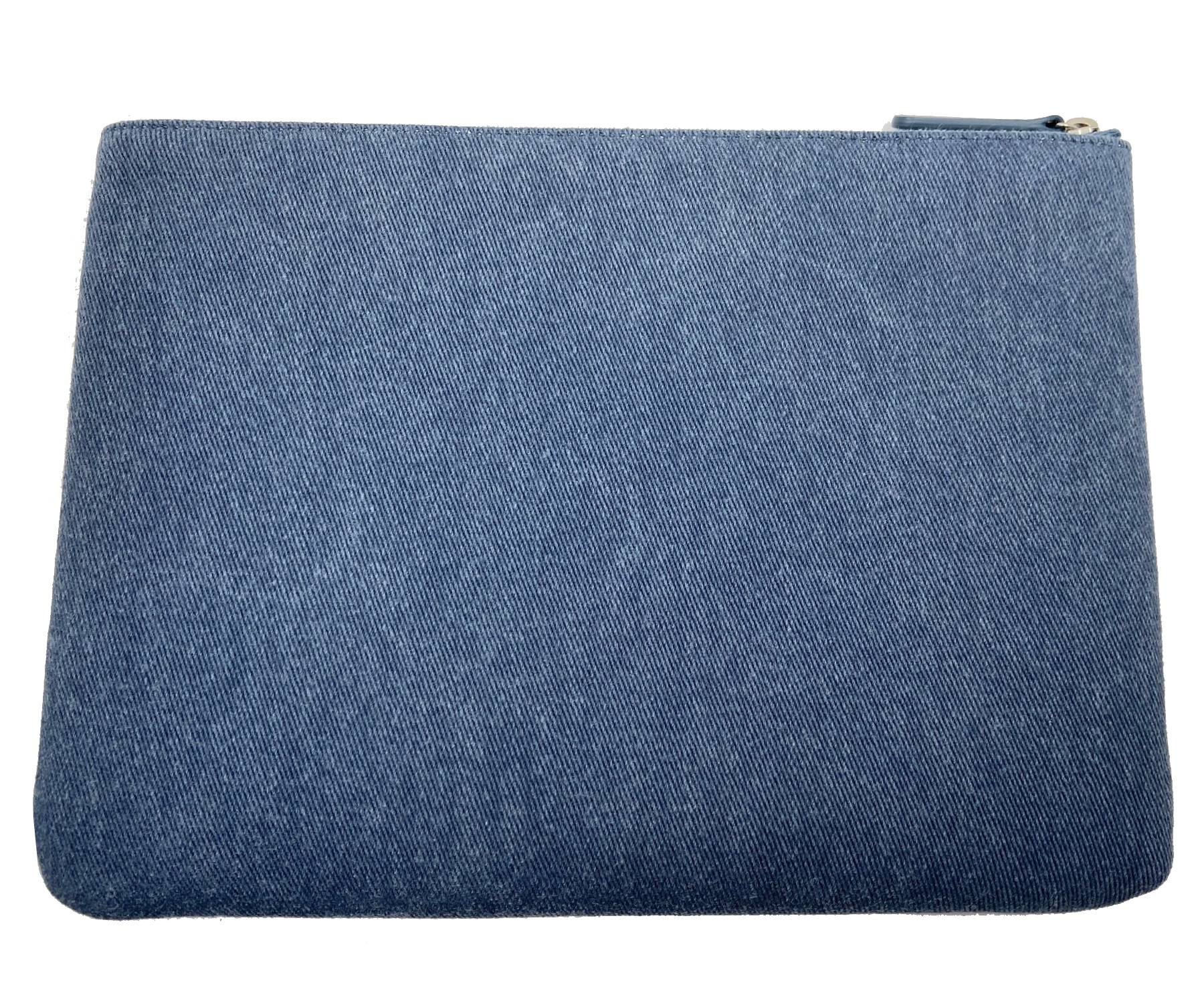 CHANEL Brand New Deauville Blue Denim Sequin Large Clutch