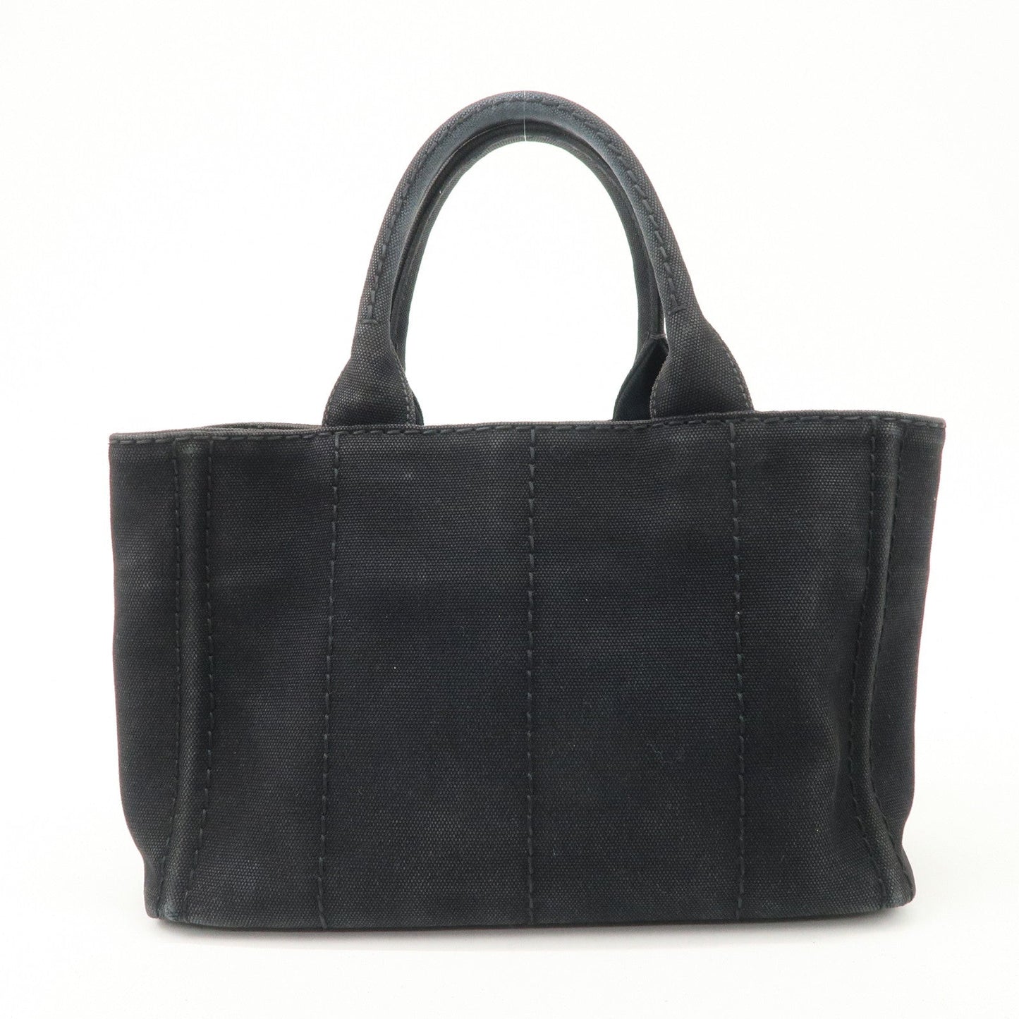 PRADA Logo Denim Canapa Canvas 2 Way Tote Bag Hand Bag Black B2642B
