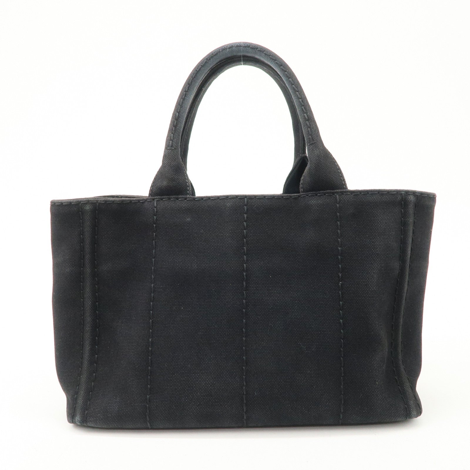 PRADA Logo Denim Canapa Canvas 2 Way Tote Bag Hand Bag Black B2642B
