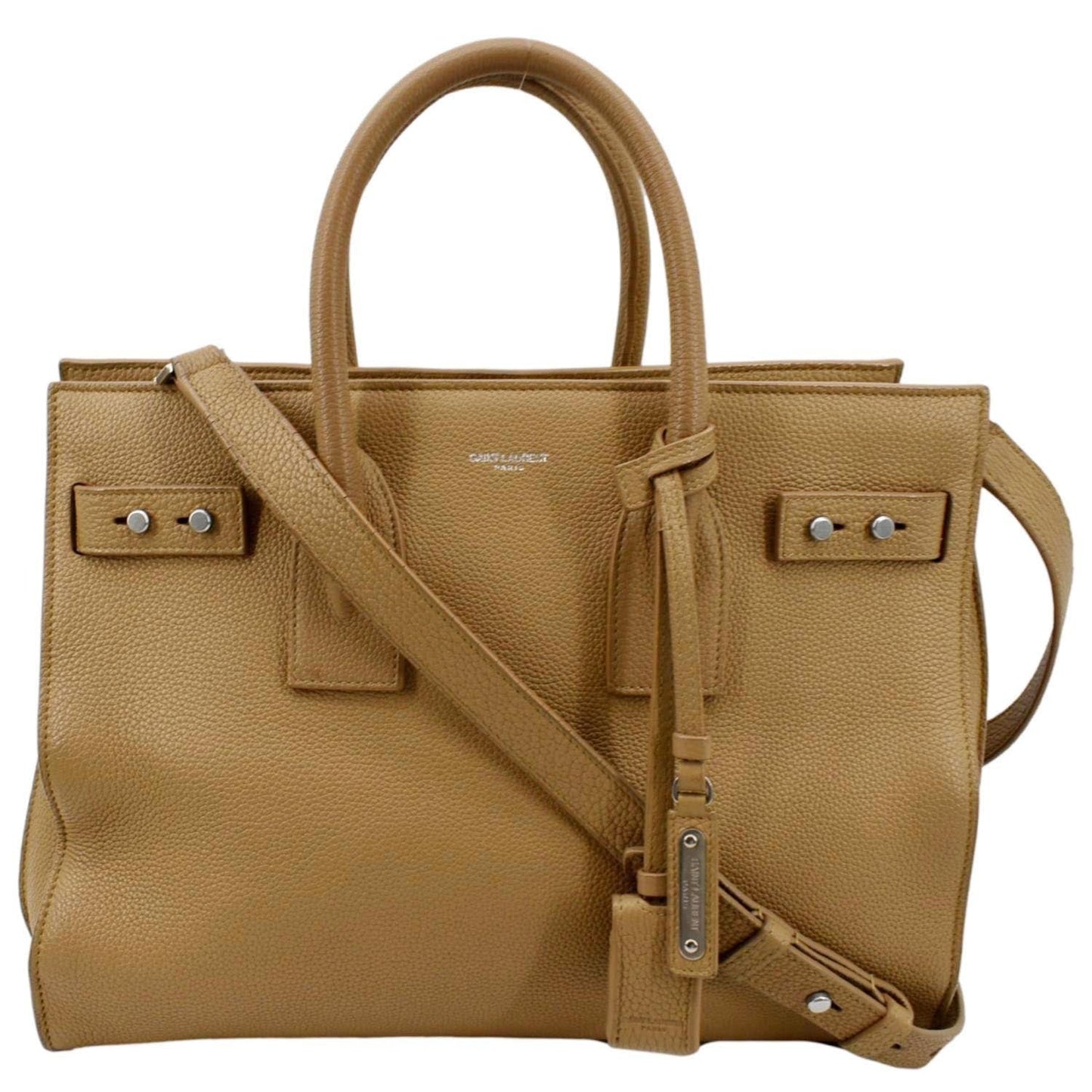 SAINT LAURENT Women Sac de Jour Leather Shoulder Bag Dark Beige