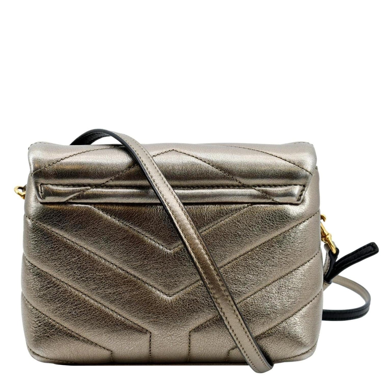 SAINT LAURENT Loulou Toy Matelasse Leather Crossbody Bag Metallic Gold