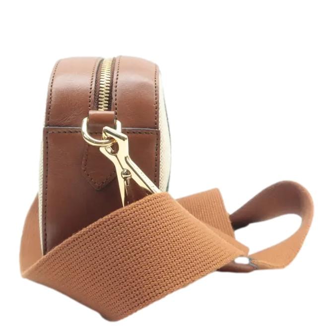 GUCCI Web Canvas Shoulder Bag Beige 575073