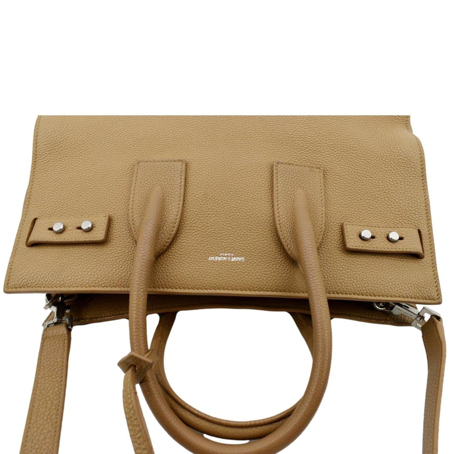 SAINT LAURENT Women Sac de Jour Leather Shoulder Bag Dark Beige