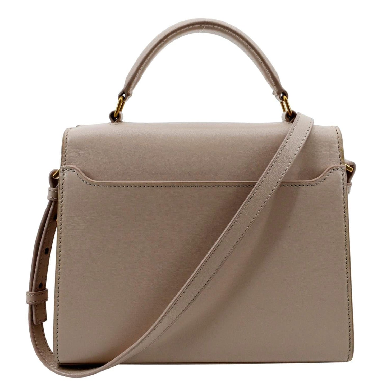 SAINT LAURENT Cassandra Mini Calfskin Leather Shoulder Bag Cream