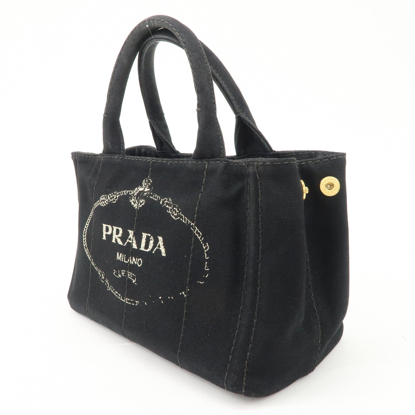 PRADA Logo Canapa Denim 2 Way Tote Bag Hand Bag Black B2642B