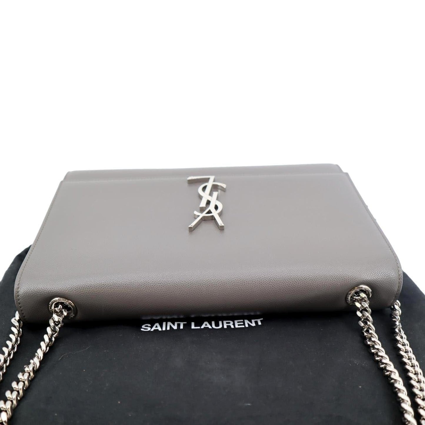 SAINT LAURENT Kate Leather Shoulder Bag Gray