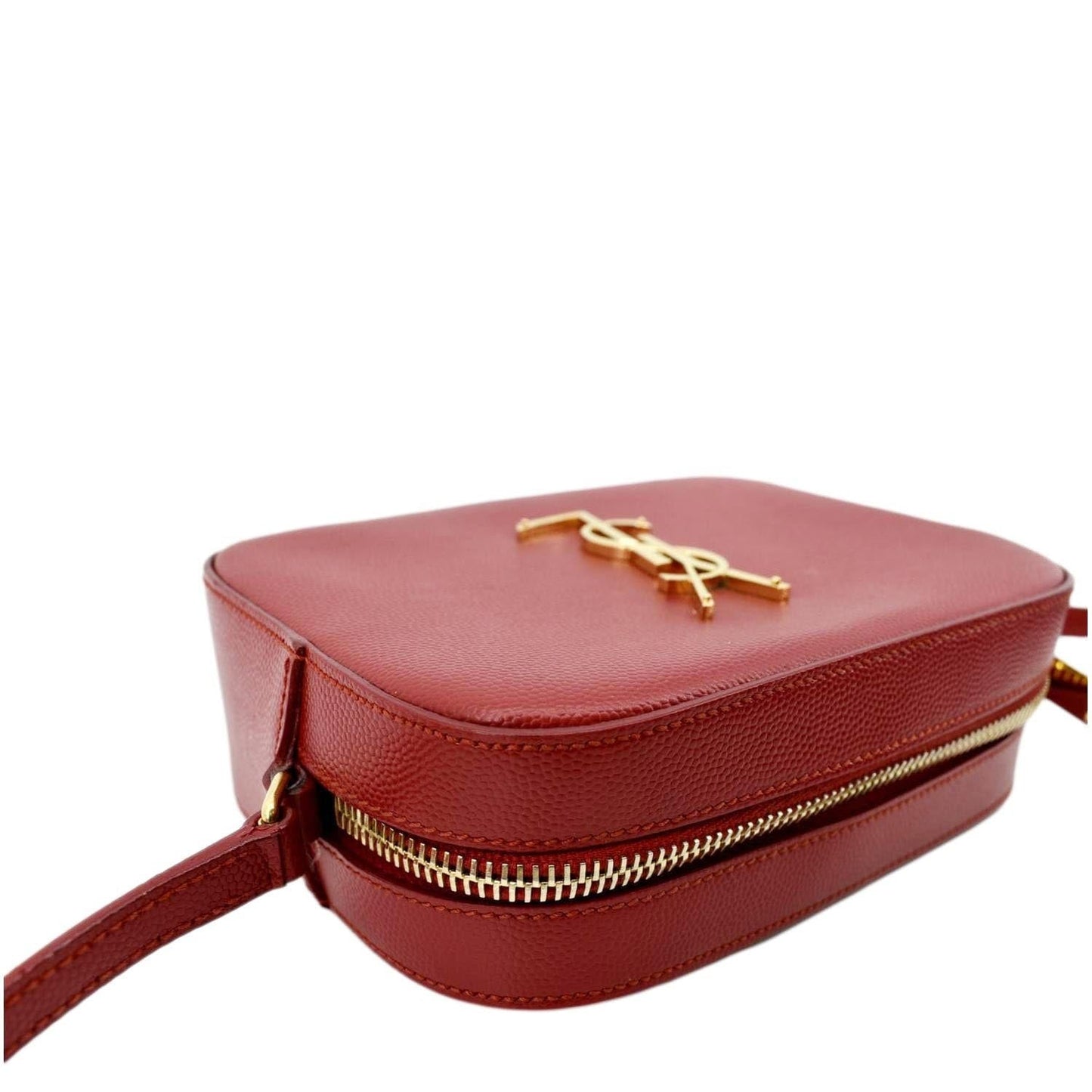 SAINT LAURENT Leather Crossbody Camera Bag Red