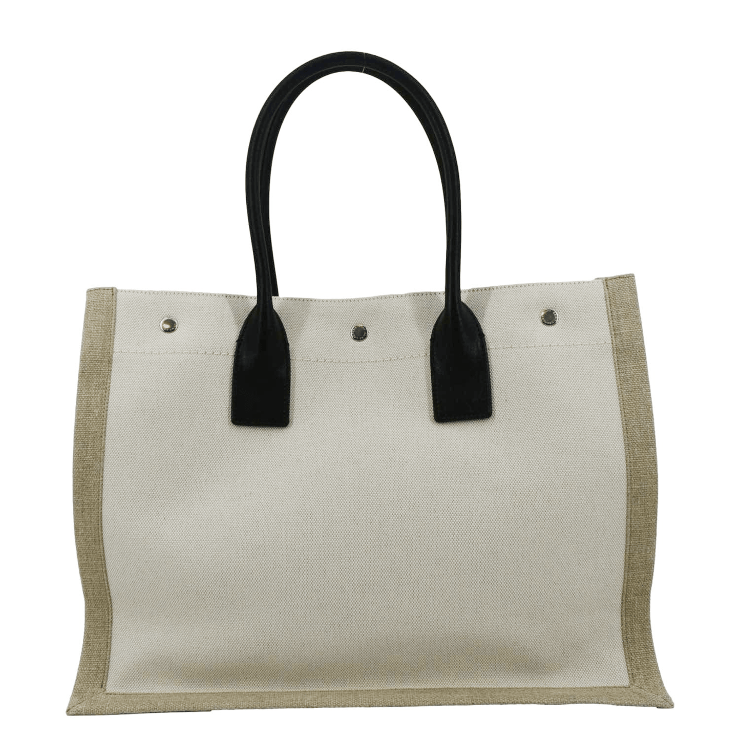 SAINT LAURENT Rive Gauche Small Linen Leather Tote Griege
