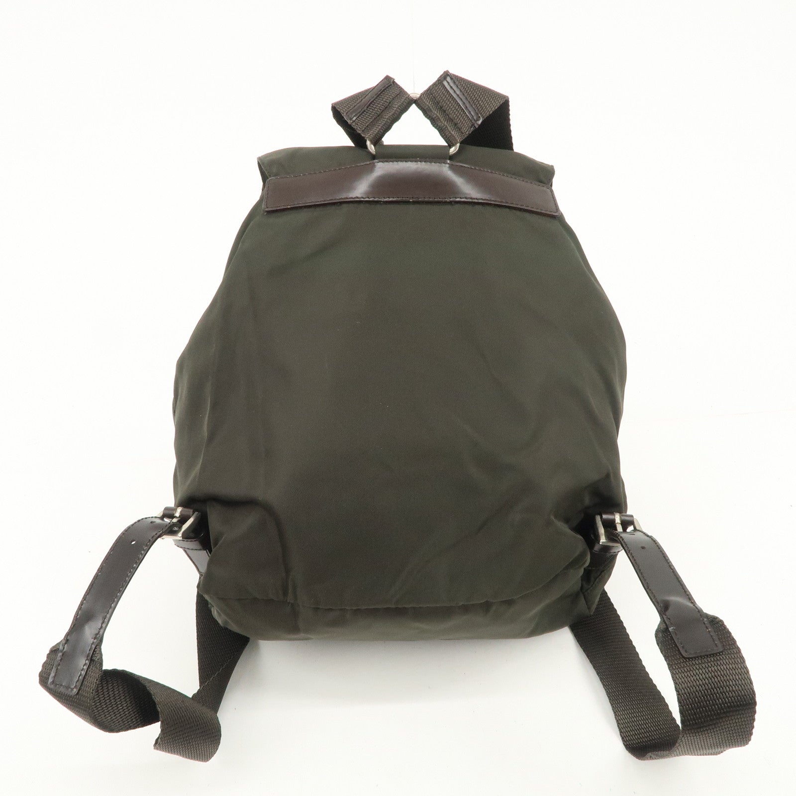 PRADA Triangle Logo Leather Nylon BackPack B5885F