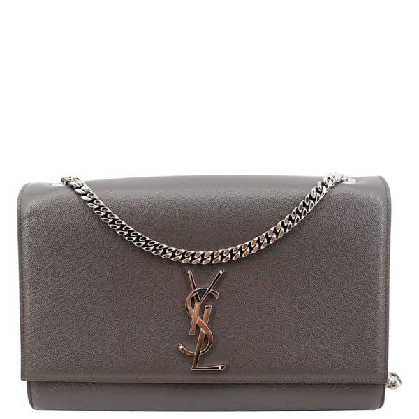 SAINT LAURENT Kate Leather Shoulder Bag Gray