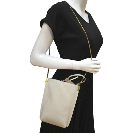 SAINT LAURENT Suzanne Chain Leather Shoulder Bag White