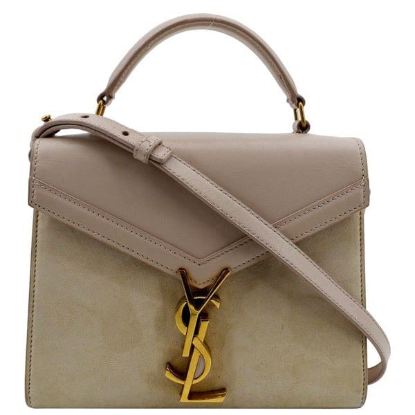 SAINT LAURENT Cassandra Mini Calfskin Leather Shoulder Bag Cream