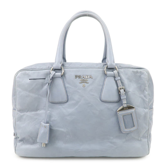 PRADA Logo Leather Shoulder Bag Hand Bag Blue BL094F