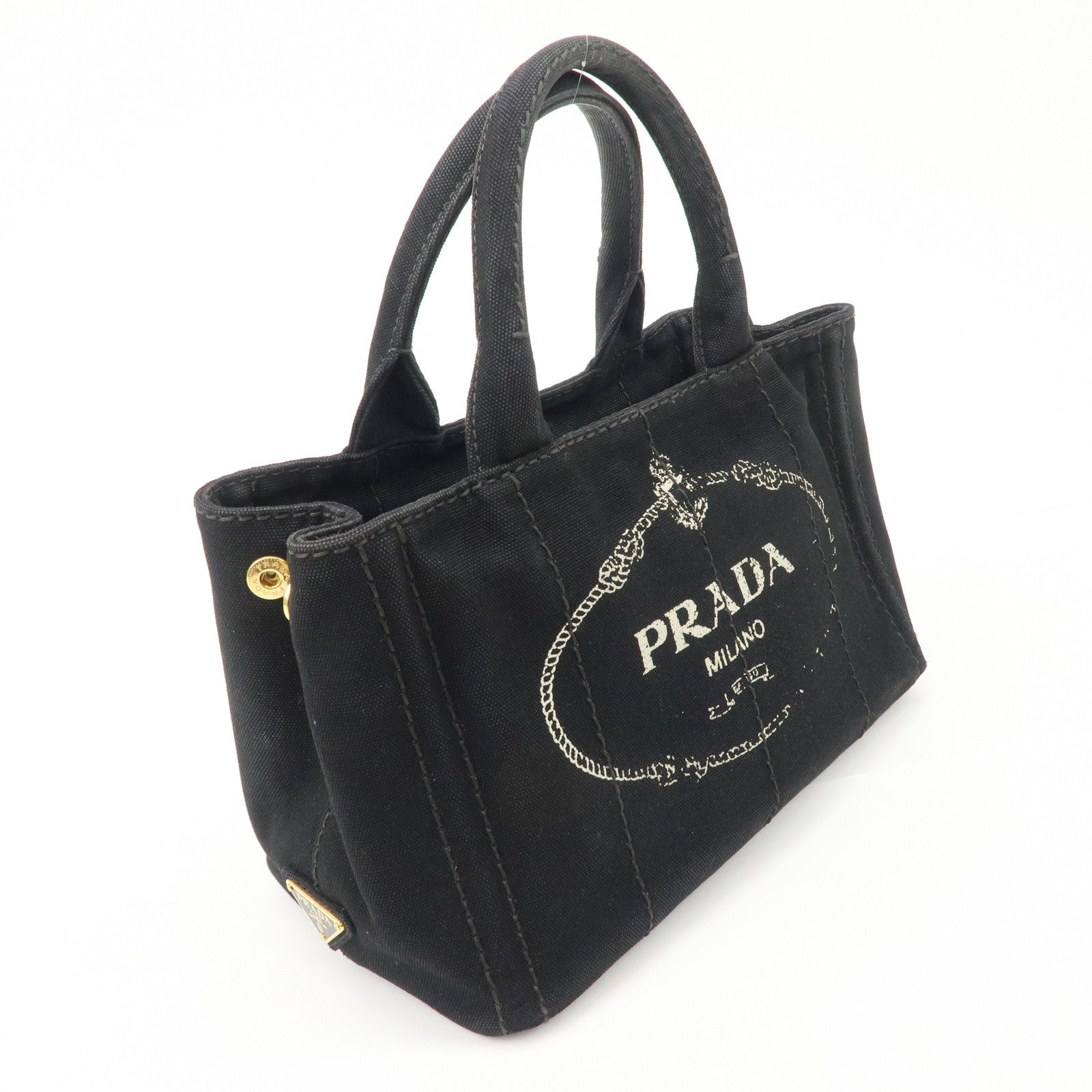 PRADA Logo Canapa Denim 2 Way Tote Bag Hand Bag Black B2642B
