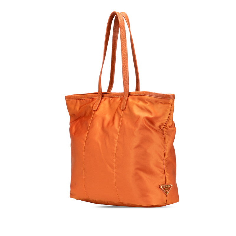 Prada Logo Jacquard Nylon Leather Tote Bag