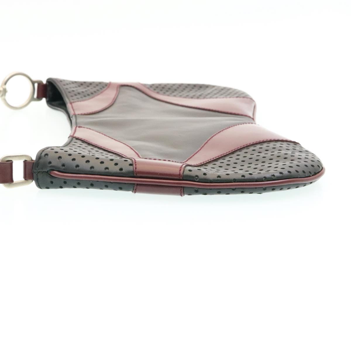 Prada Shoulder Bag Leather Black Wine Red