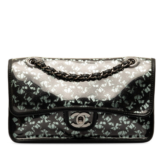 Chanel Coco Black Lace Star Lace Calfskin and Vinyl Shoulder Bag