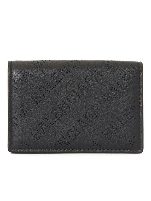 Luxury Balenciaga Trending 2025 Logo Perforated Half Wallet Black