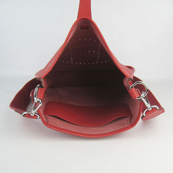 Luxury Hermes Evelyne I handbag red silver