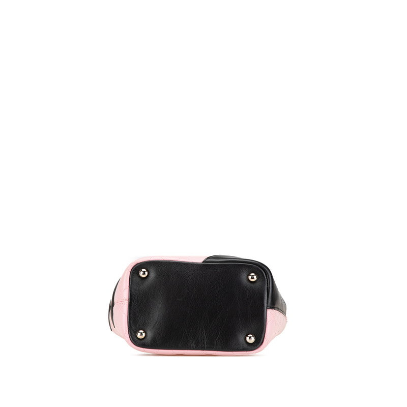 Chanel Cambon Line Leather Handbag Pink Black