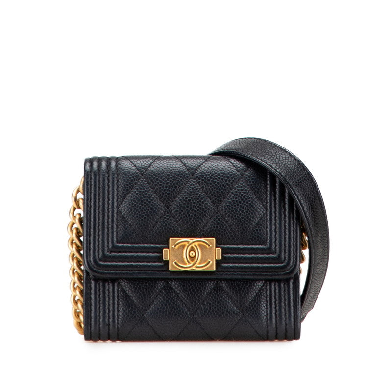 Chanel Boy Chanel MatelassÃ© Caviar Skin Shoulder Wallet