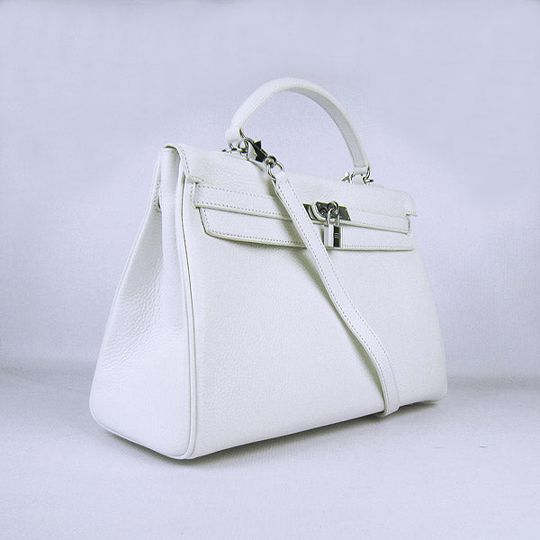 Luxury Hermes Kelly 35cm Togo Leather Handbag White/Silver
