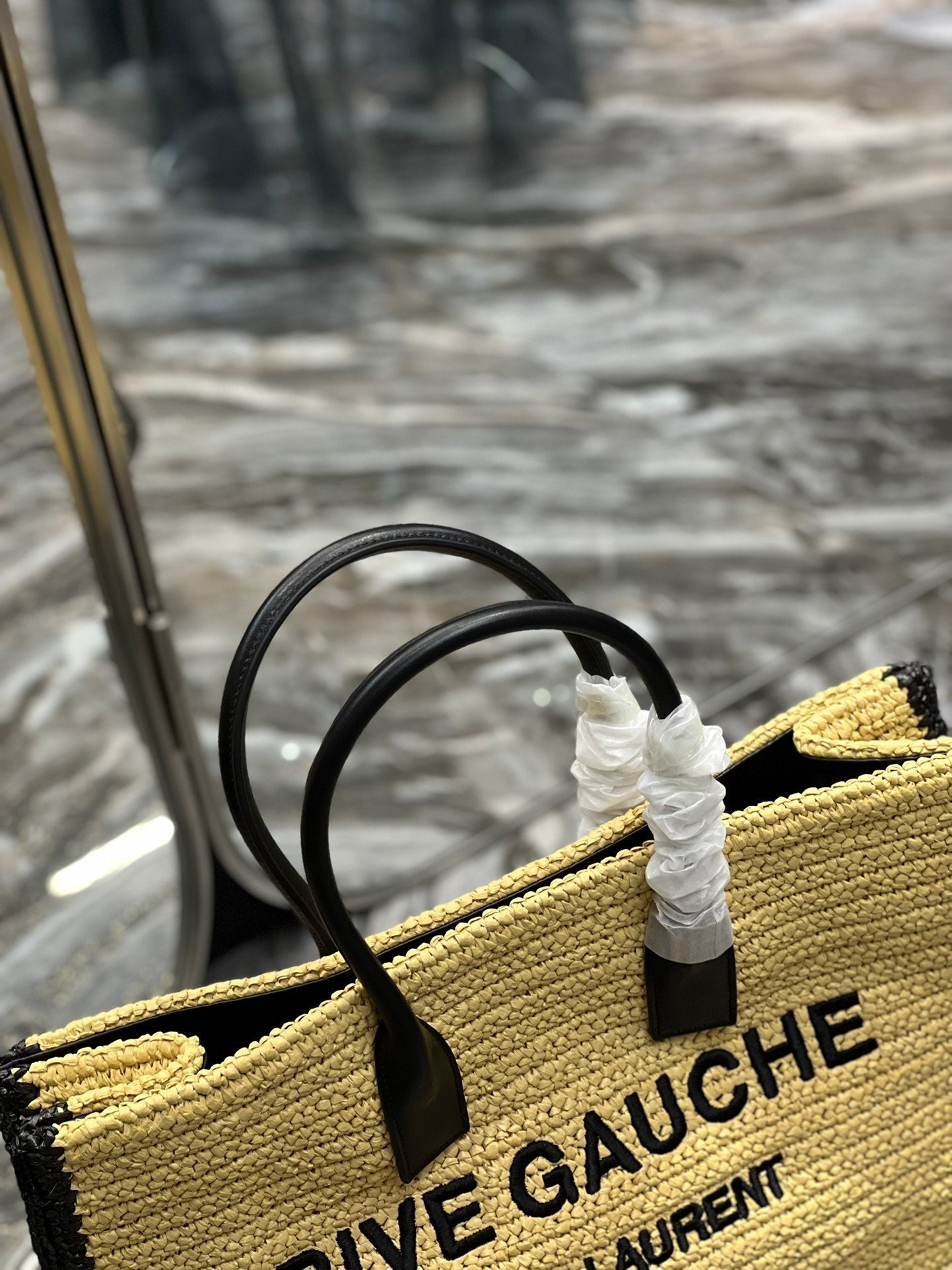 Yves Saint Laurent Rive Gauche Tote Bag In Raffia