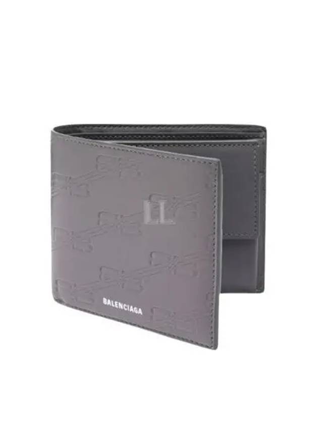 Luxury Balenciaga Trending 2025 BB Monogram Box Half Wallet Grey