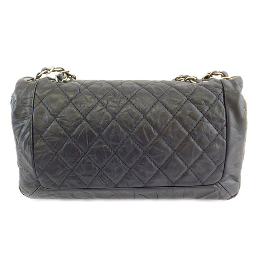 CHANEL Chanel Matrasse W Chain Flap Shoulder Bag Processing Black Metal Red Background