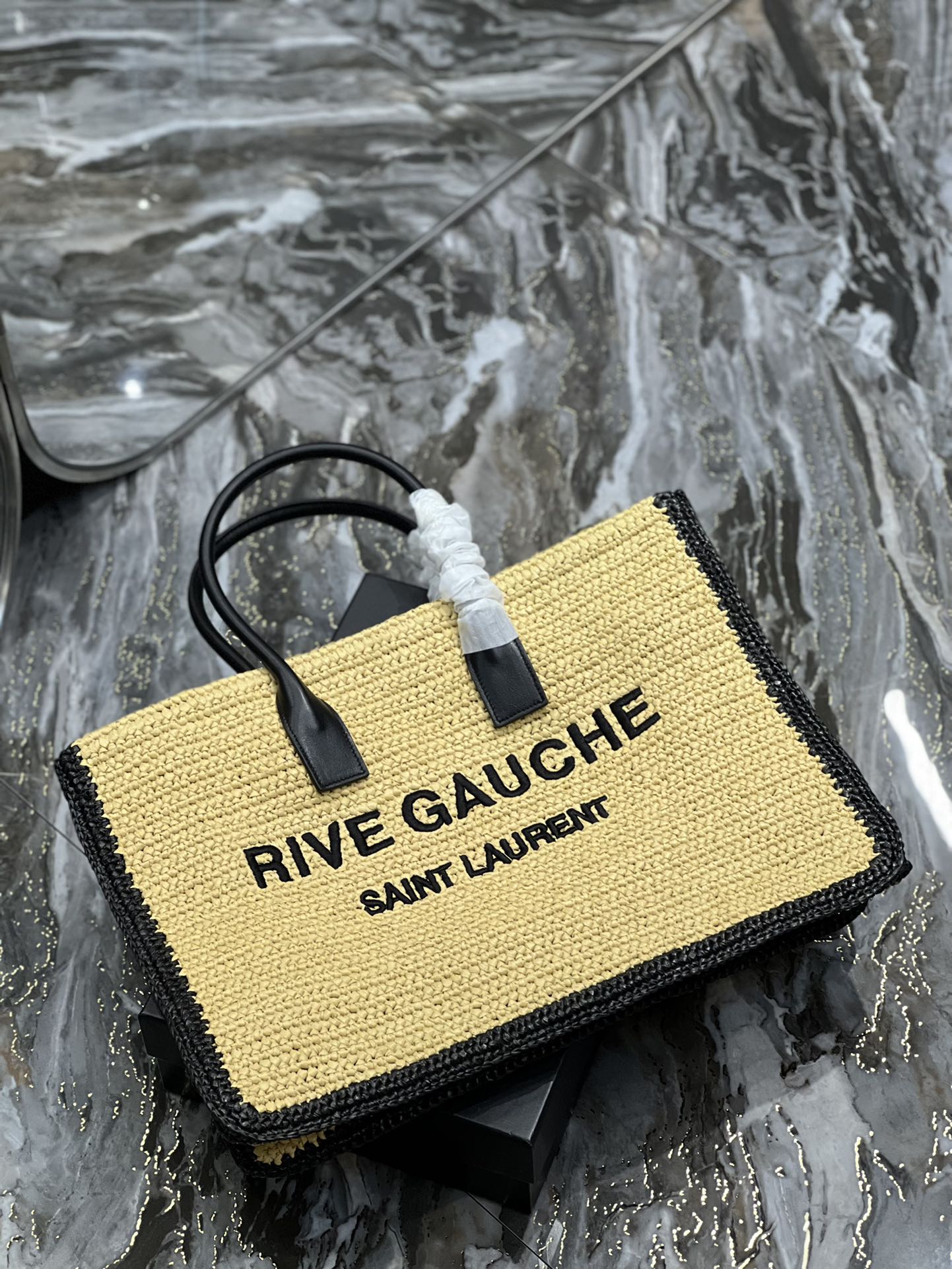 Yves Saint Laurent Rive Gauche Tote Bag In Raffia