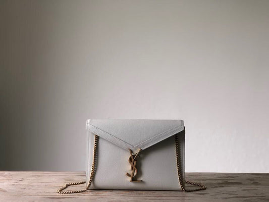 Yves Saint Laurent Cassandra Flap-Front Crossbody Bag White.7in/