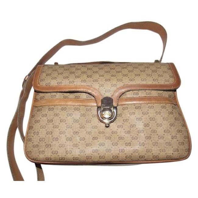Gucci Leather Canvas Shoulder Bag