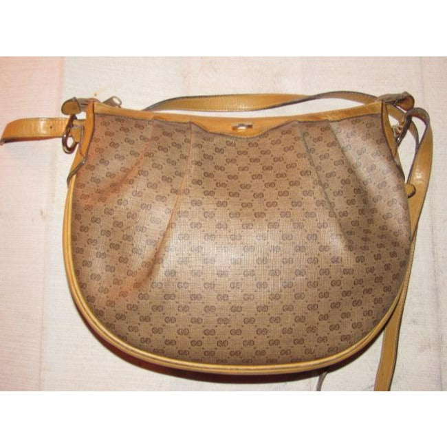 Gucci Sukey Brown Small G Logo Print Coated Canvas And Camel Leather