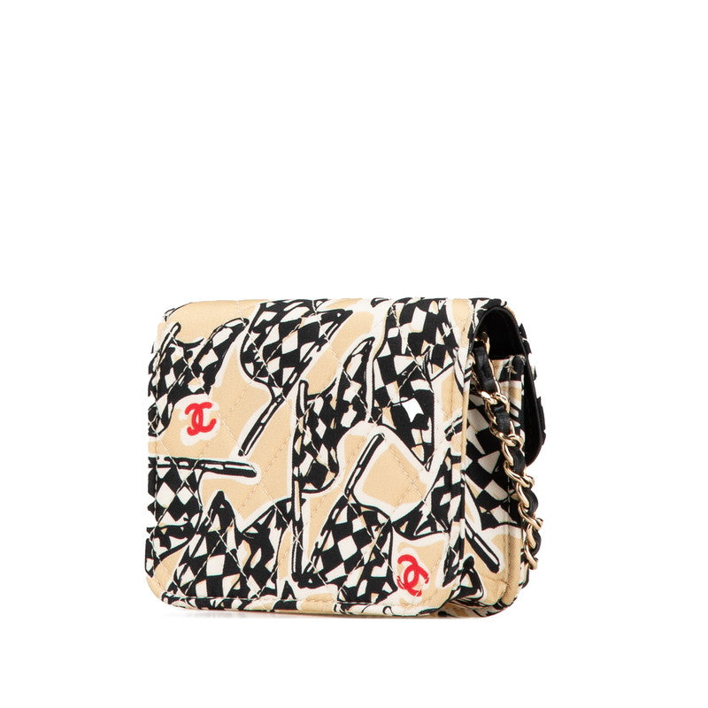 Chanel Matelasse Checker Flag Coco Cotton Leather Shoulder Bag
