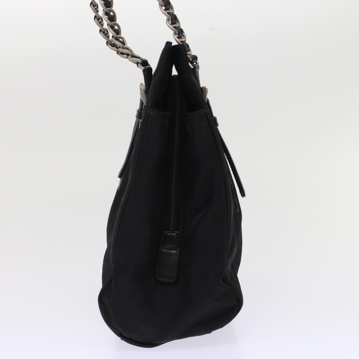 PRADA Chain Shoulder Bag Nylon Black Auth