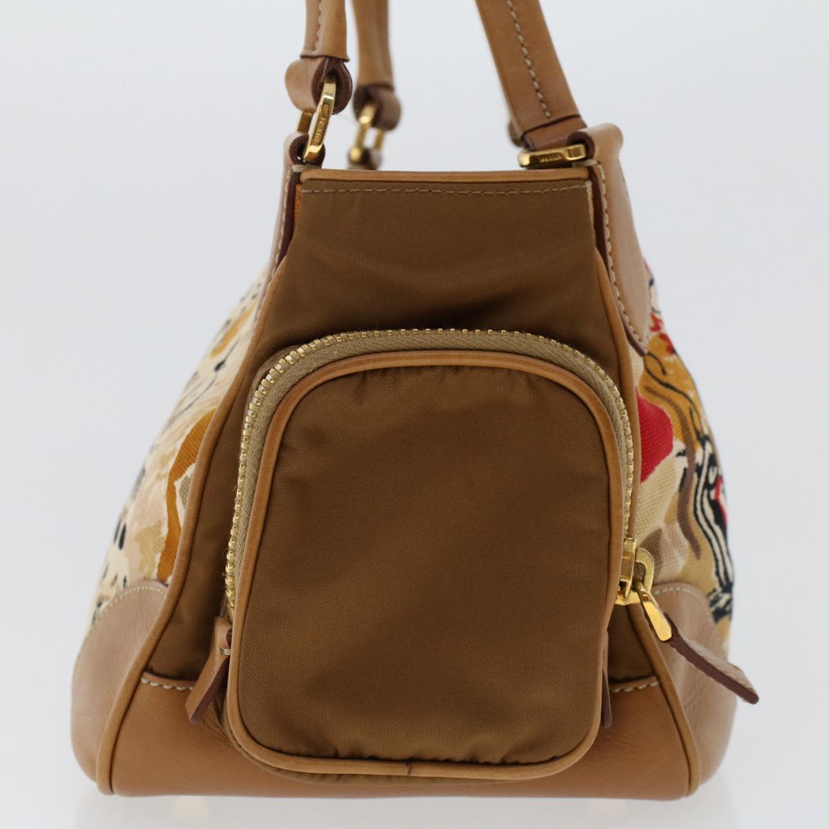 PRADA Shoulder Bag Canvas Brown Auth