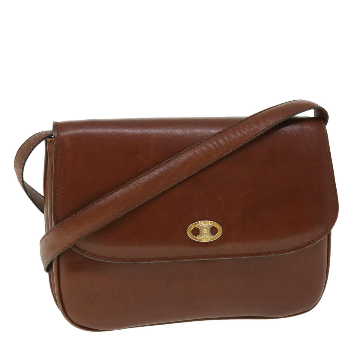 Luxury CELINE Shoulder Bag Leather Brown ep1383