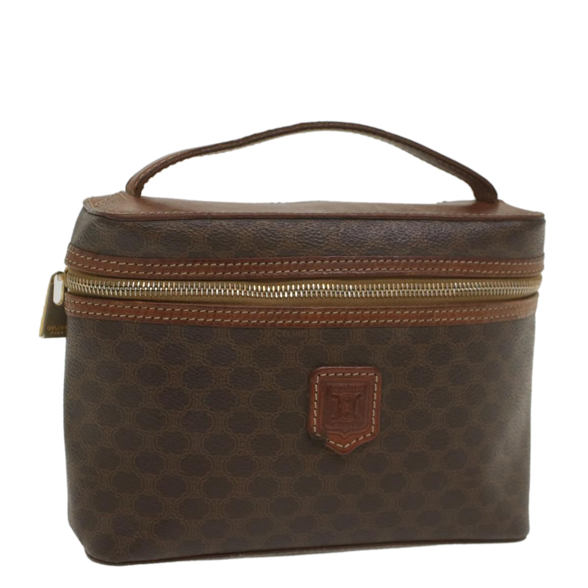 Luxury CELINE Macadam Canvas Hand Bag PVC Leather Brown ep1954