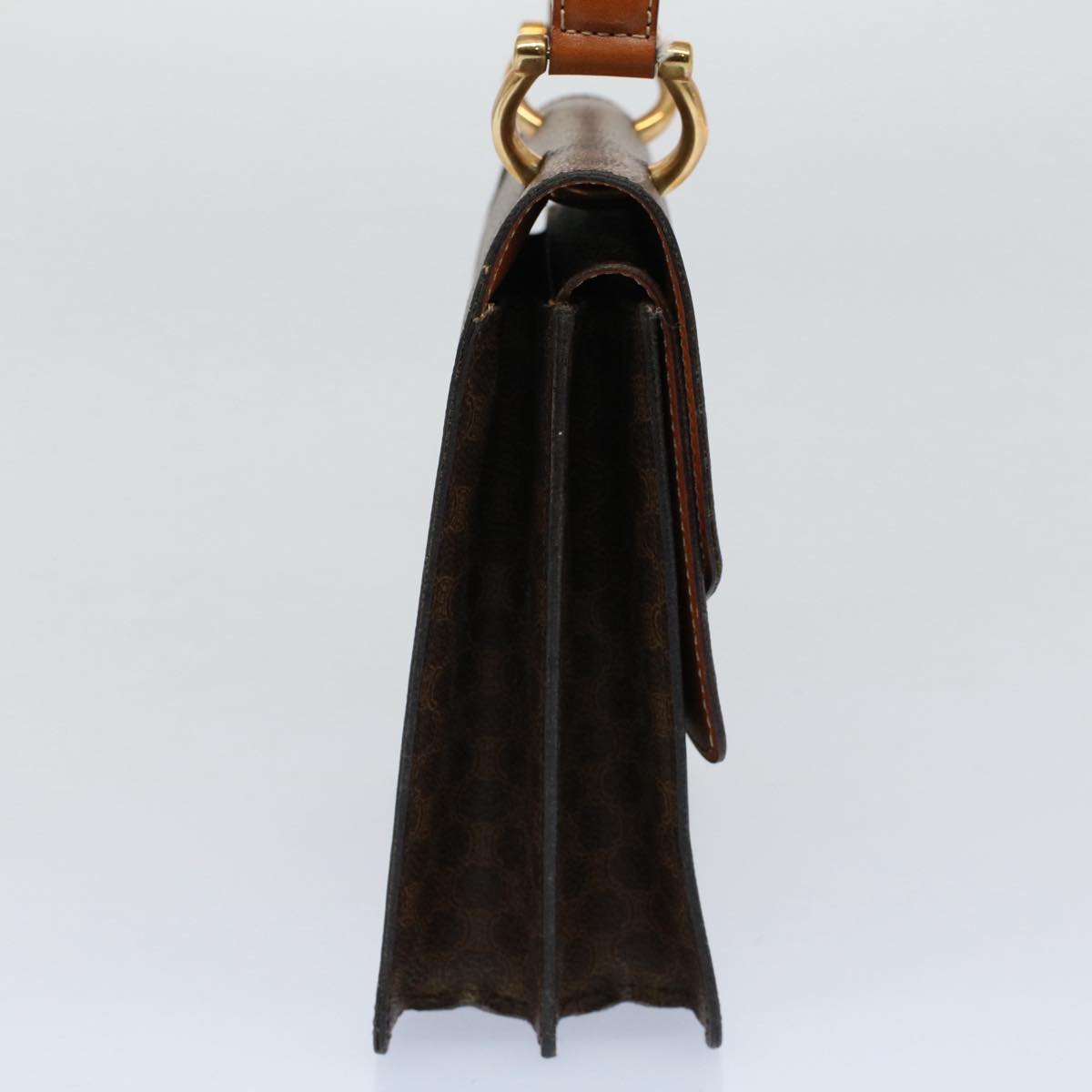 Luxury CELINE Macadam Canvas Hand Bag PVC Leather Brown ep2213