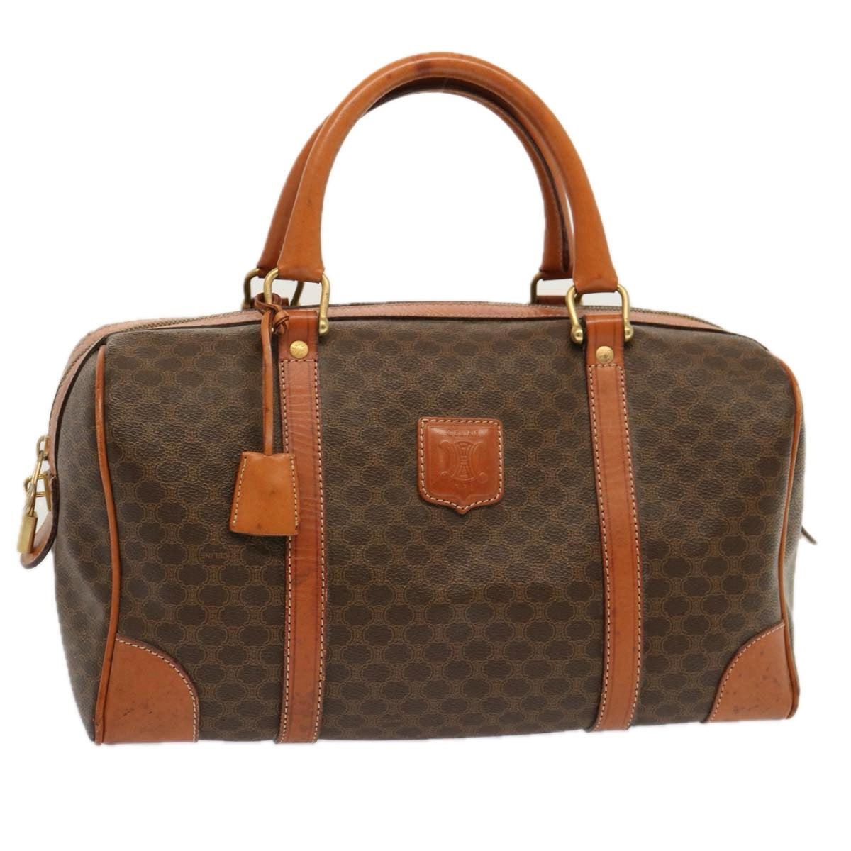 Luxury CELINE Macadam Canvas Boston Bag PVC Brown ep3745