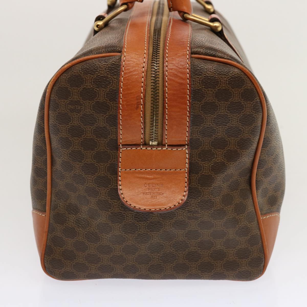 Luxury CELINE Macadam Canvas Boston Bag PVC Brown ep3745