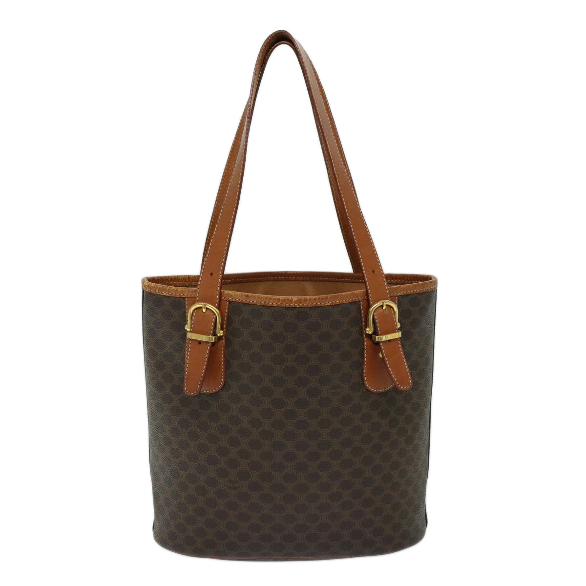 Luxury CELINE Macadam Canvas Tote Bag PVC Leather Brown ep3752
