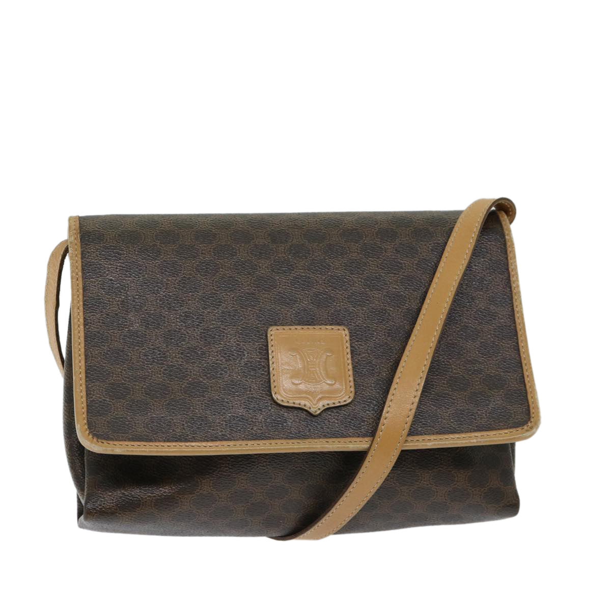 Luxury CELINE Macadam Canvas Shoulder Bag PVC Brown ep3786