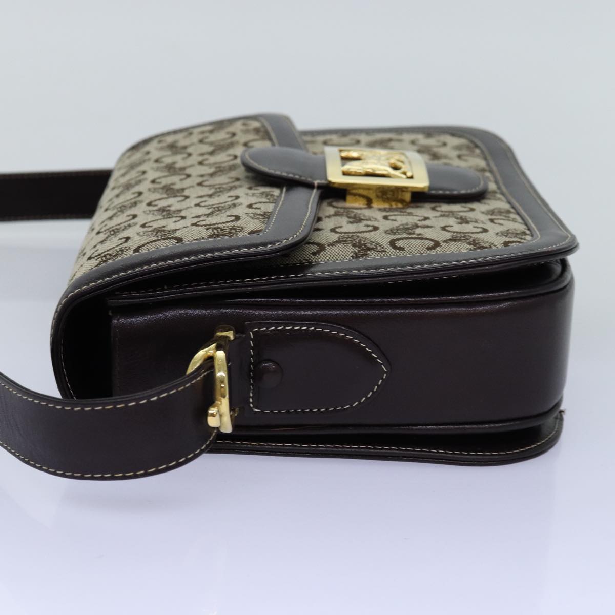 Luxury CELINE C Macadam Horse Carriage Shoulder Bag Beige ep4291