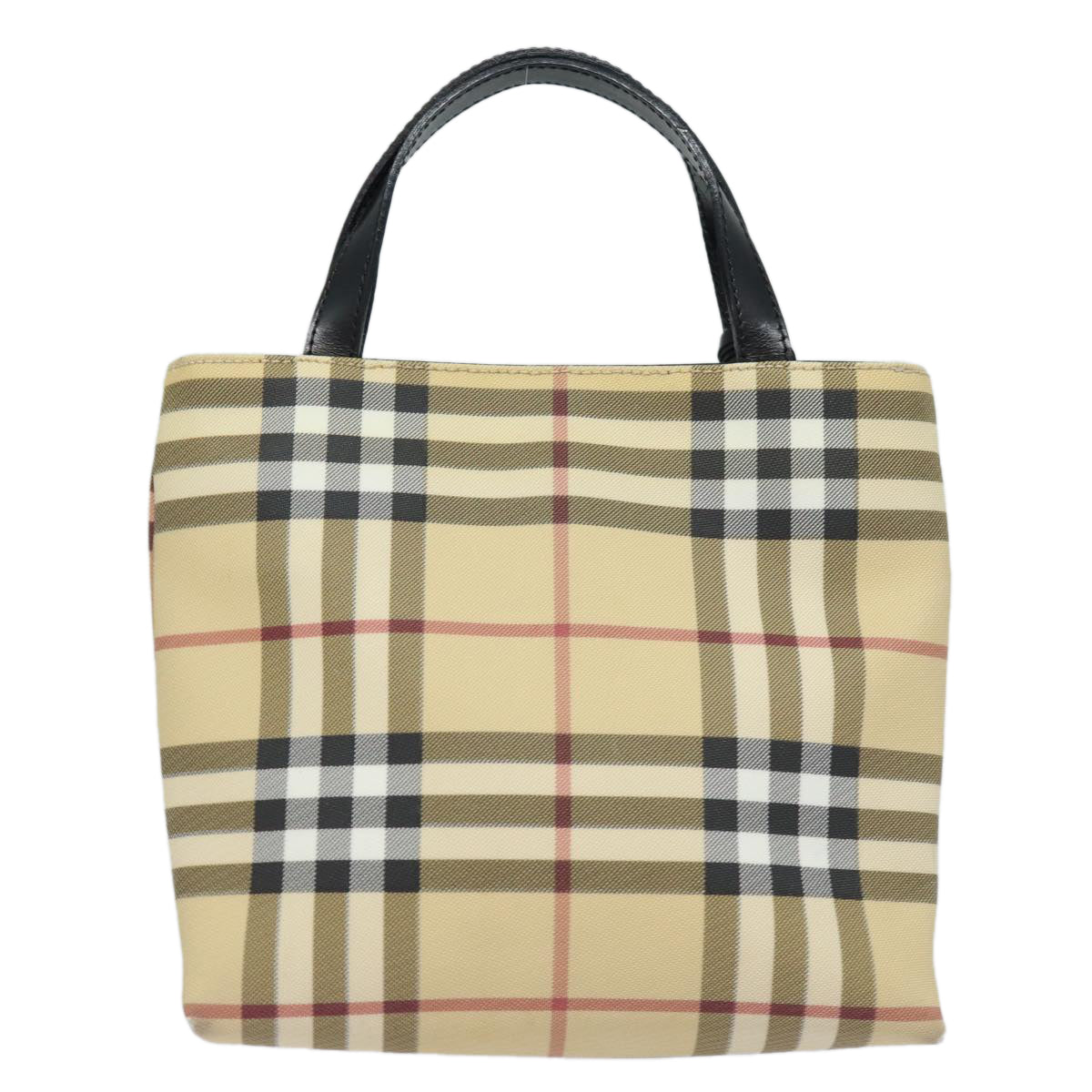 Burberry Nova Check Hand Bag PVC Beige Auth ep4717
