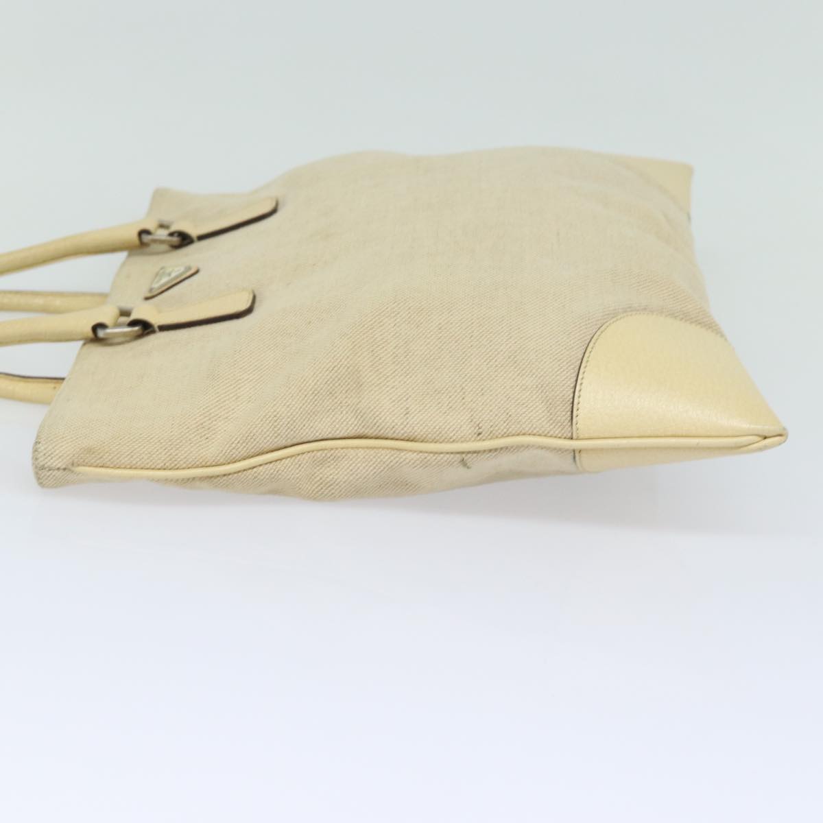 PRADA Hand Bag Canvas Beige Auth