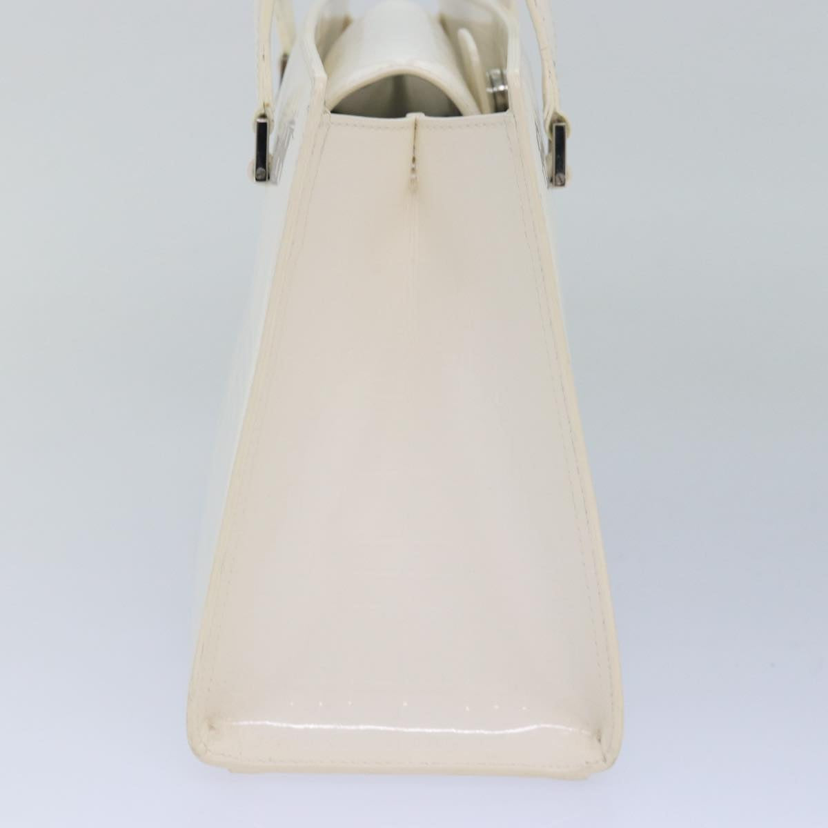Burberry Nova Check Hand Bag Enamel White Auth ep4744