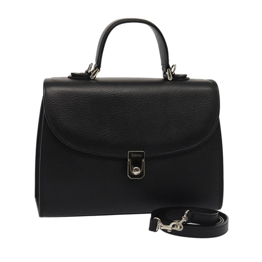 BurberrySs Hand Bag Leather 2way Black Auth ep4940