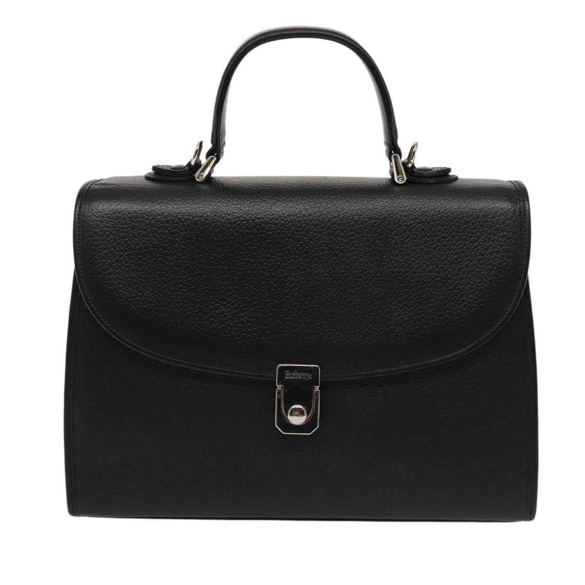 BurberrySs Hand Bag Leather 2way Black Auth ep4940